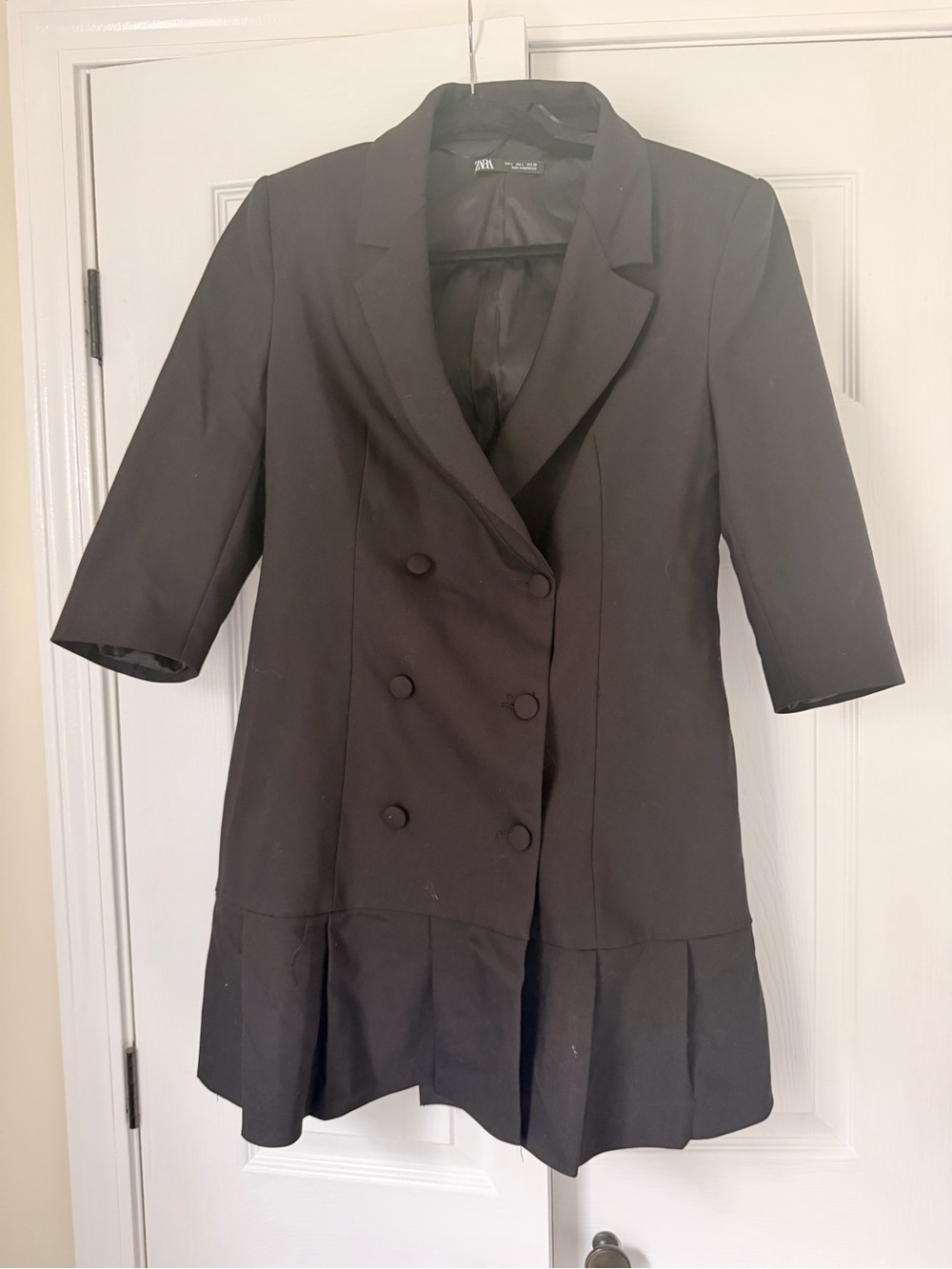 ZARA Black Double-Breasted Peplum Blazer Jacket